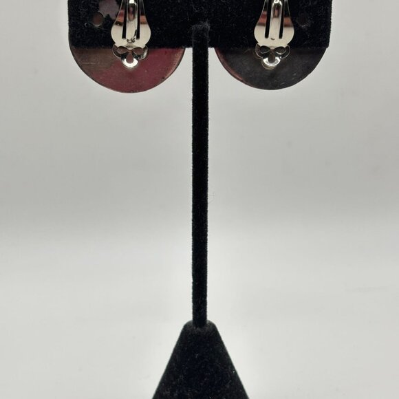 Sterling Silver 925 Clip-On Earrings Textured Wave Design - Picture 4 of 8